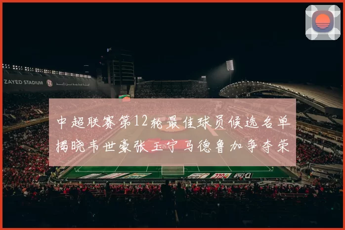中超联赛第12轮最佳球员候选名单揭晓韦世豪张玉宁马德鲁加争夺荣誉